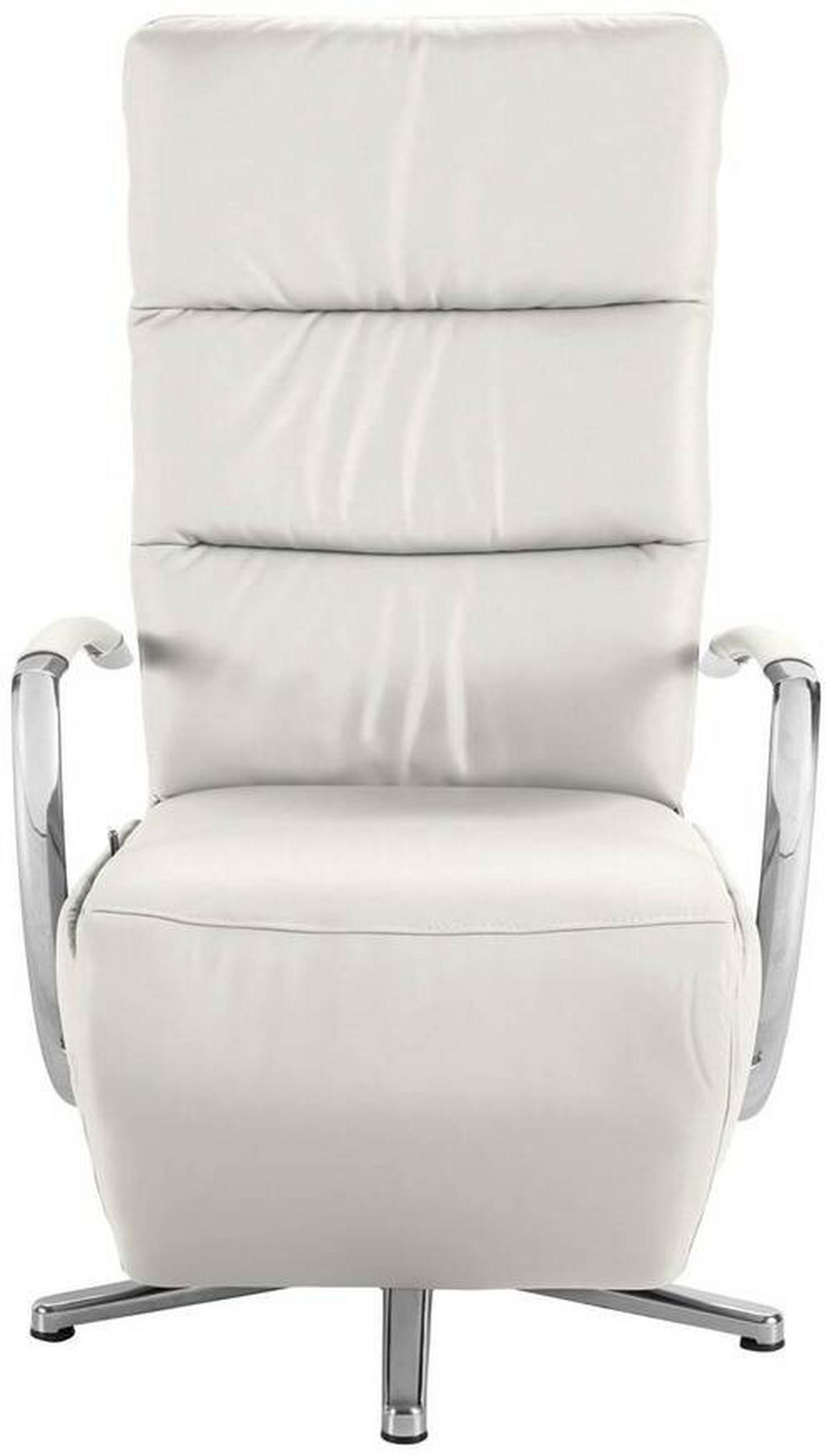 RELAXSESSEL in Leder Weiss  - Chromfarben/Weiss, Design, Leder/Metall (64/112/80cm) - Cantus