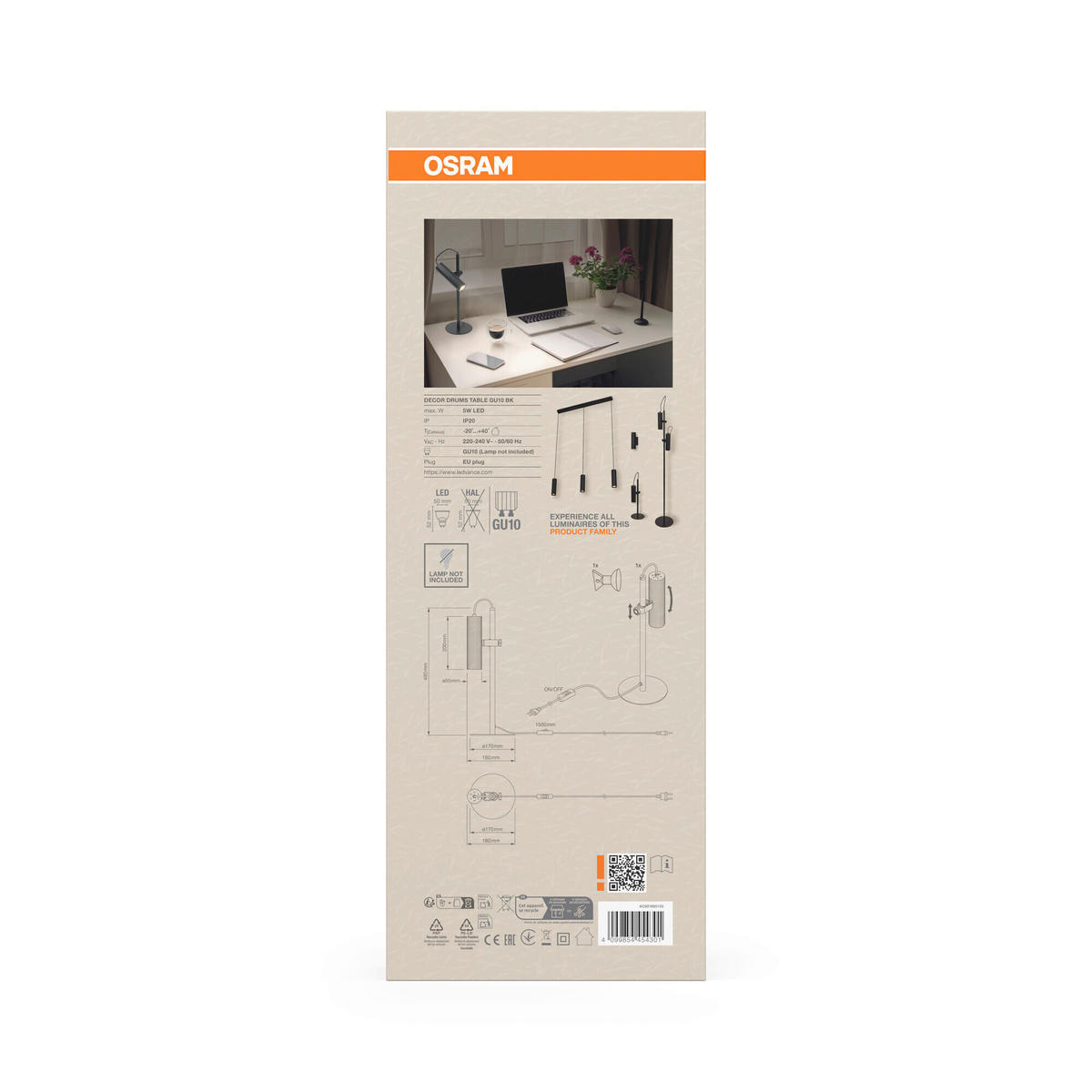 TISCHLEUCHTE 18/17/49 cm   - Design, Metall (18/17/49cm) - Osram