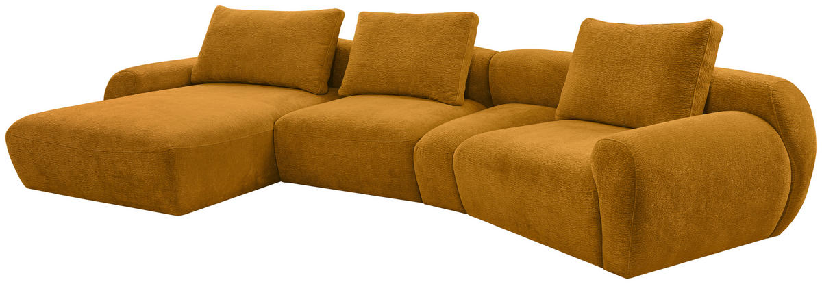 ECKSOFA Senfgelb Chenille  - Senfgelb/Schwarz, KONVENTIONELL, Kunststoff/Textil (176/362cm) - Carryhome