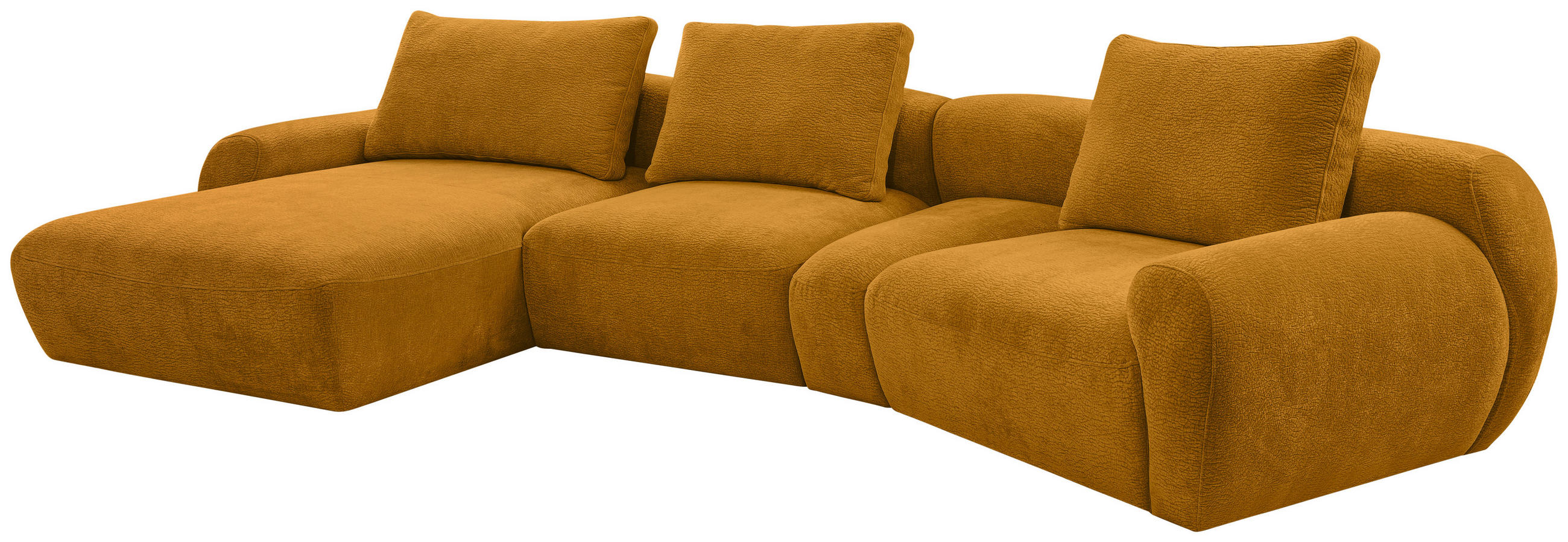 Thumbnail - Carryhome Ecksofa, Senfgelb, Textil, 4-Sitzer, Füllung: Silikon, Ottomane links, organische Form, 362x176 cm, seitenverk...