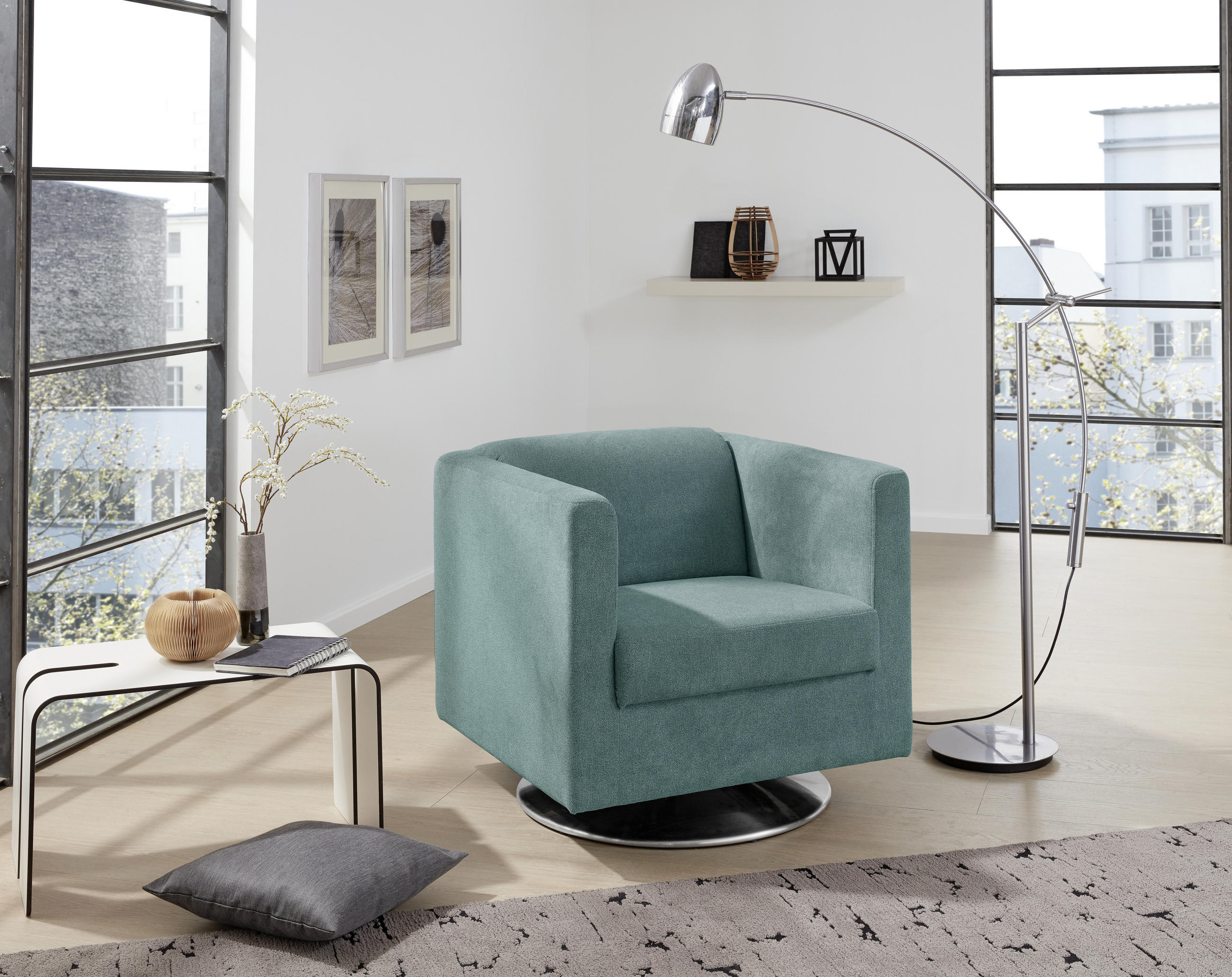 DESIGNSESSEL Mikrofaser Petrol    - Chromfarben/Petrol, Design, Textil/Metall (72/71/75cm) - LOOKS by W.Joop