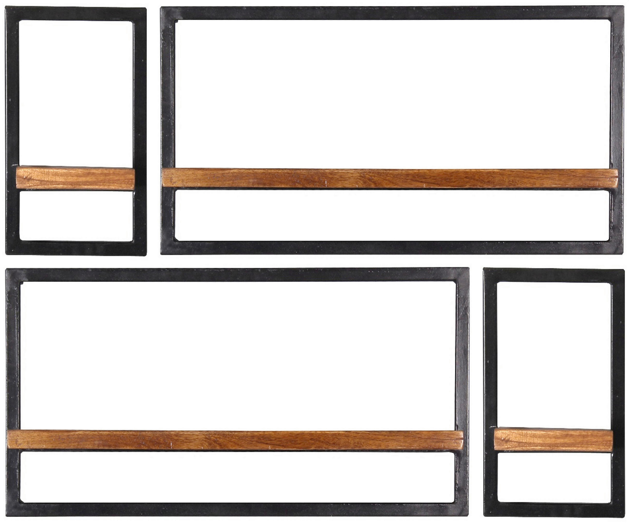 WANDREGALSET 95/75/25 cm  - Schwarz/Naturfarben, Design, Holz/Metall (95/75/25cm) - MID.YOU