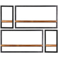 WANDREGALSET 95/75/25 cm  - Schwarz/Naturfarben, Design, Holz/Metall (95/75/25cm) - MID.YOU