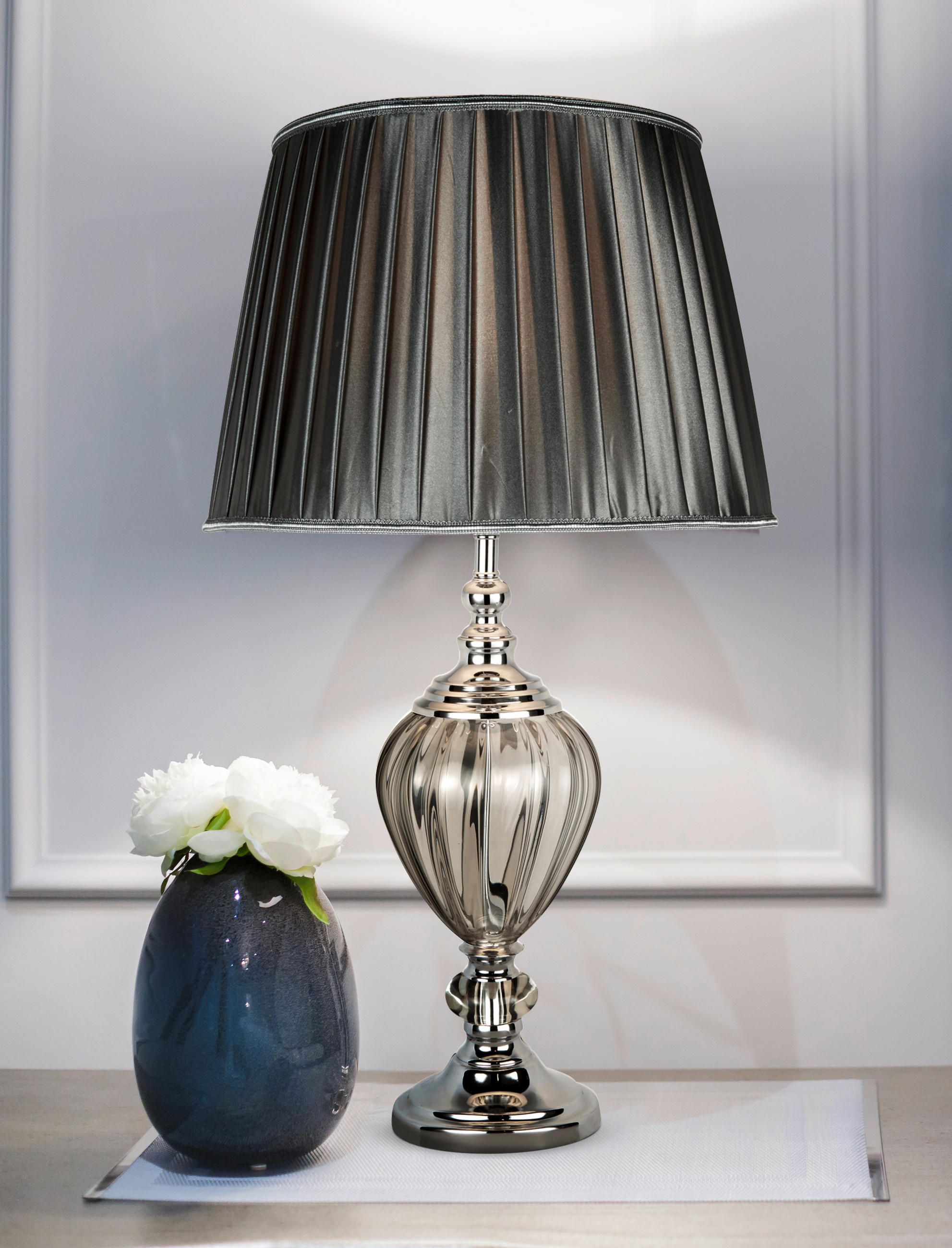 BORDSLAMPA Greyson 38/68 cm   - kromfärg, Design, metall/glas (38/68cm)