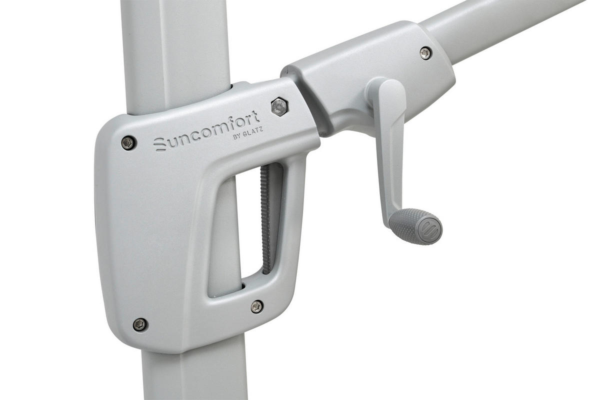 AMPELSCHIRM 300x300 cm Hellgrau  - Platinfarben/Silberfarben, KONVENTIONELL, Textil/Metall (300/300cm) - Suncomfort by Glatz