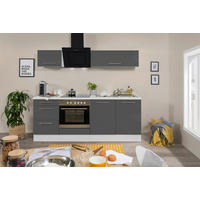 KÜCHENBLOCK 210 cm   in Grau, Weiß, Schwarz  - Alufarben/Schwarz, KONVENTIONELL, Holzwerkstoff (210cm) - Respekta