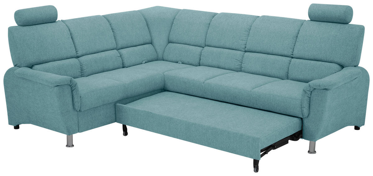 ECKSOFA in Webstoff Blau  - Blau/Silberfarben, Design, Holz/Kunststoff (219/270cm) - Livetastic