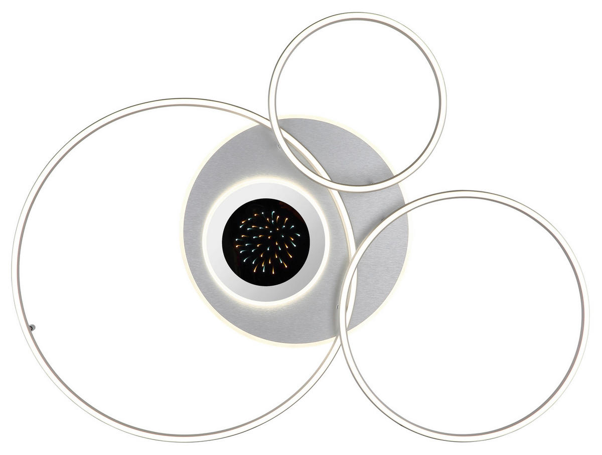 LED-DECKENLEUCHTE Johnson 116,6/86,4/13 cm  - Silberfarben/Opal, Design, Kunststoff/Metall (116,6/86,4/13cm) - Globo