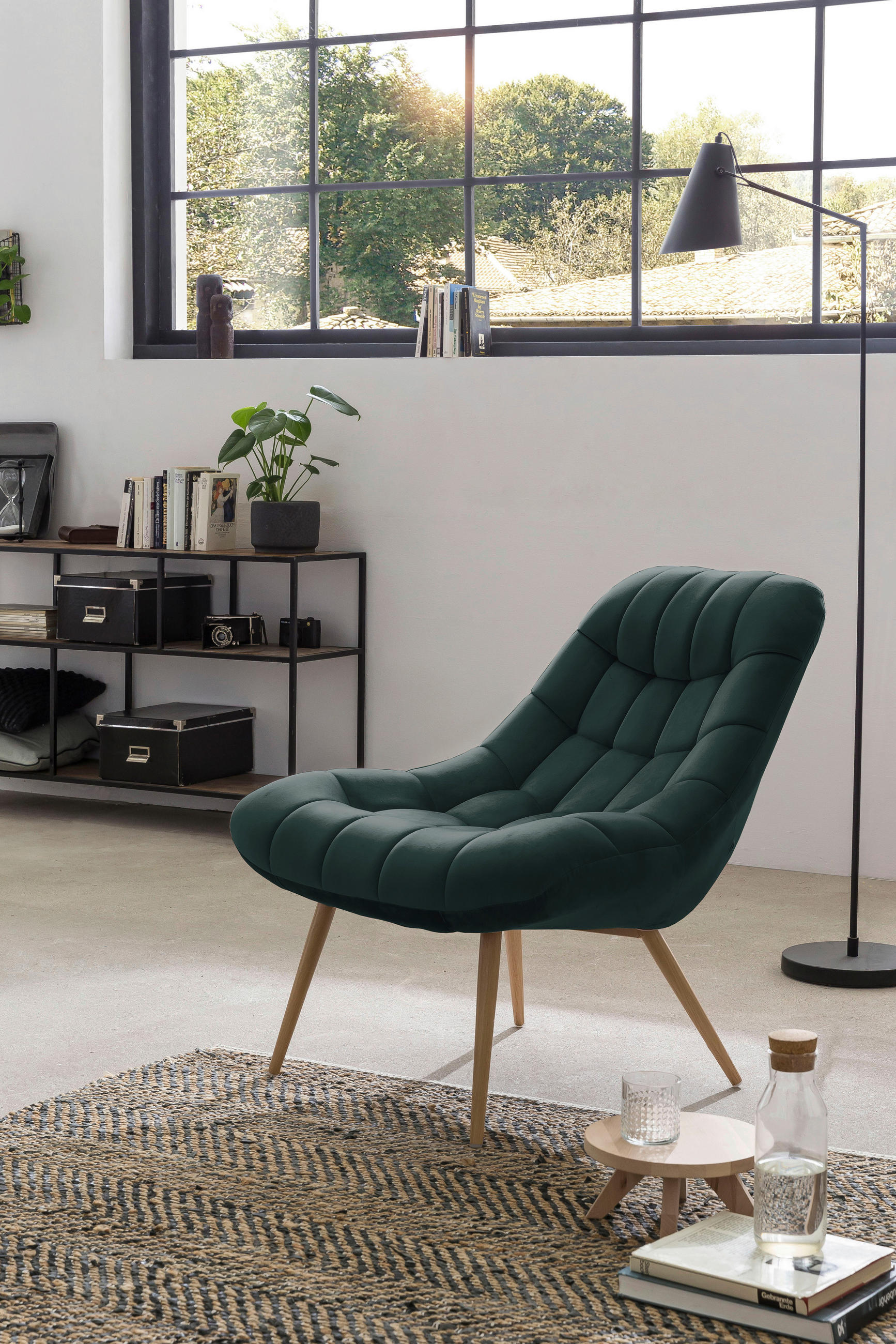 XXL-SESSEL - Naturfarben/Grün, MODERN, Textil/Metall (76/85,6/85,6cm) - Livetastic