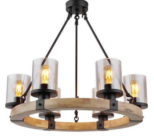 Thumbnail - Globo Hängeleuchte Lila, Grau, Schwarz, Dunkelbraun, Holz, Metall, Kunststoff, Glas, 98 cm, Lampen & Leuchten, Innenbele...