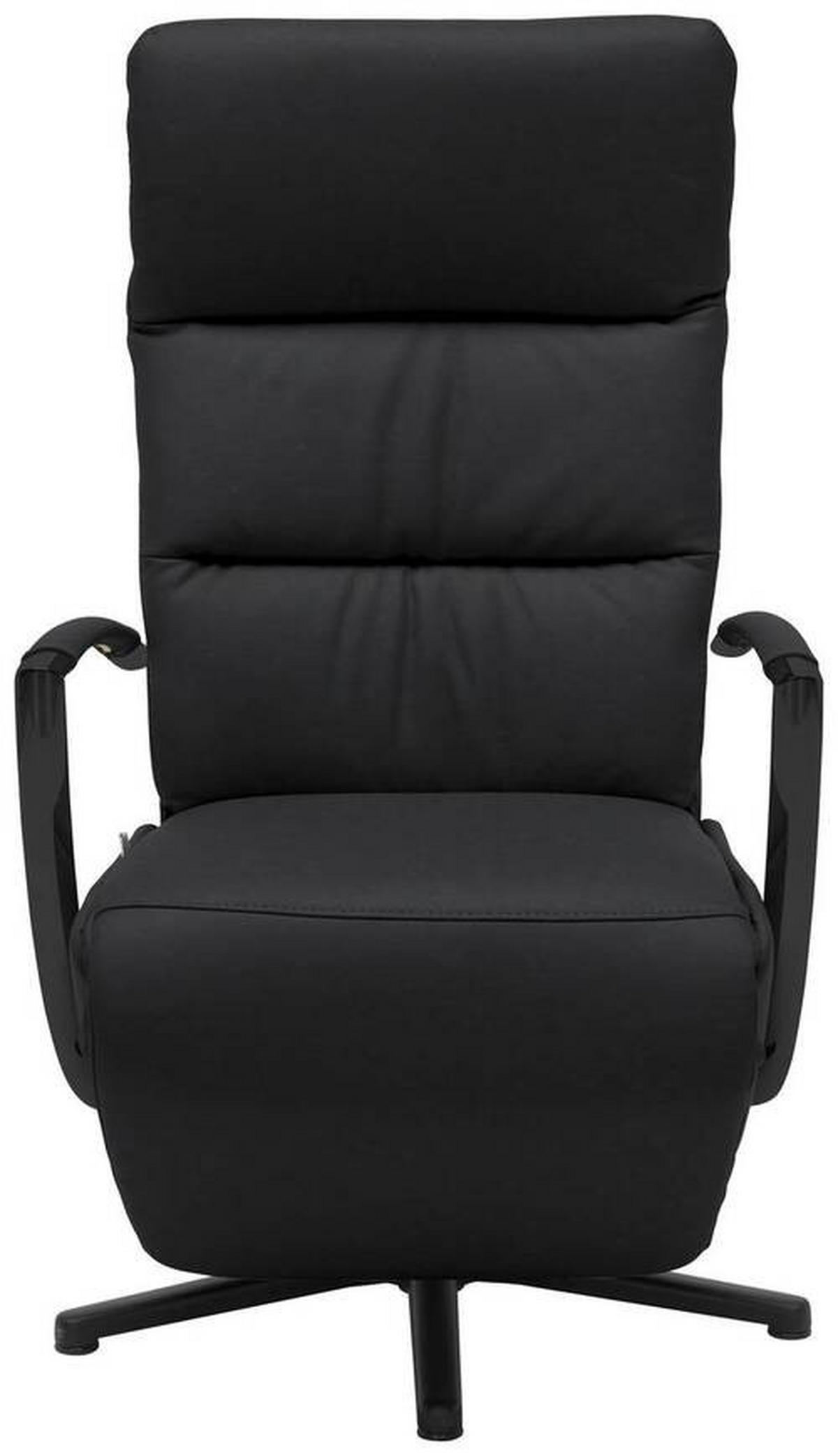 RELAXSESSEL in Leder Schwarz  - Schwarz, Design, Leder/Metall (64/112/80cm) - Cantus