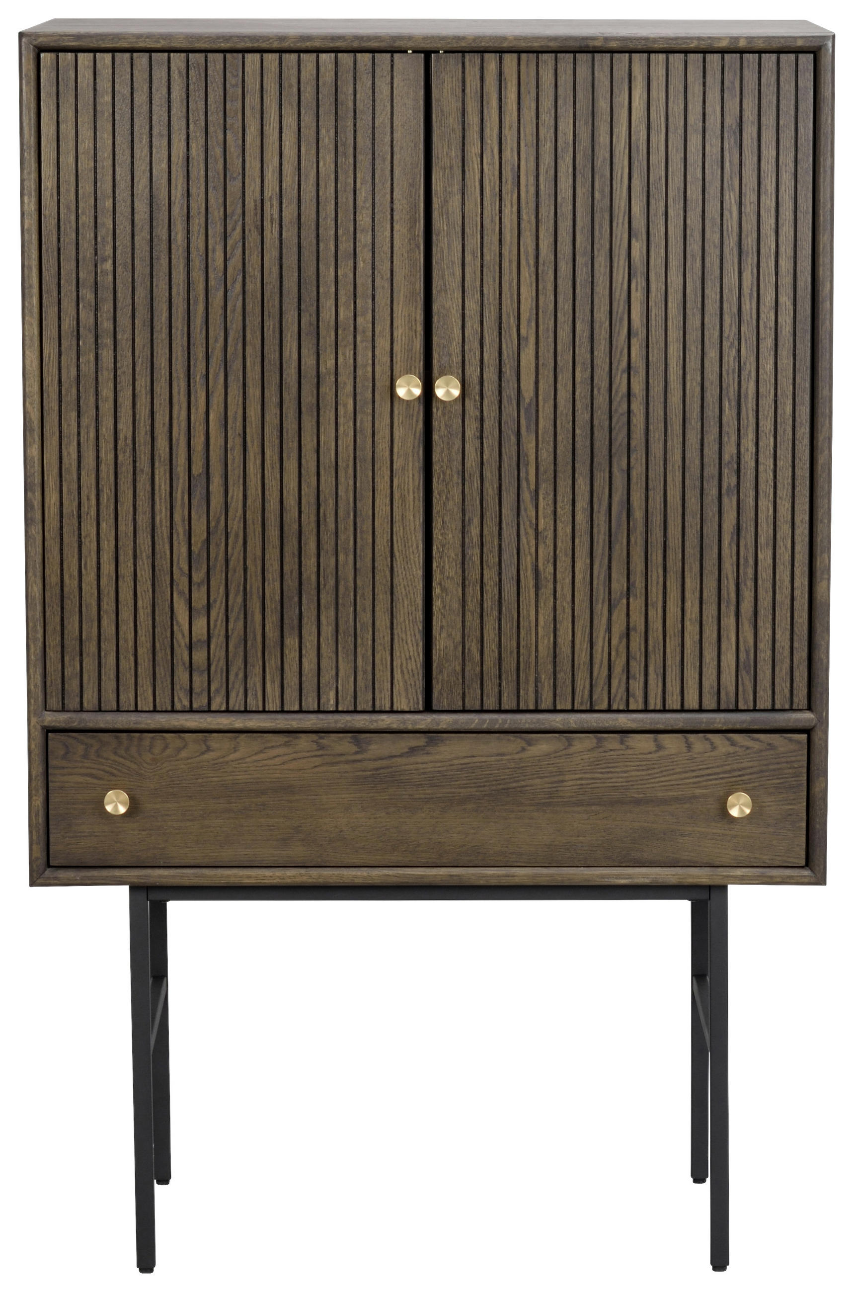 FRISTÅENDE SKÅP 79/125/42 cm  - svart/mörkbrun, Design, metall/trä (79/125/42cm) - Rowico