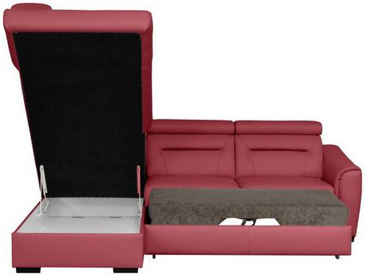 ECKSOFA  in Lederlook Echtleder Rot  - Wengefarben/Rot, Design, Leder/Holz (212/260cm) - Celina Home