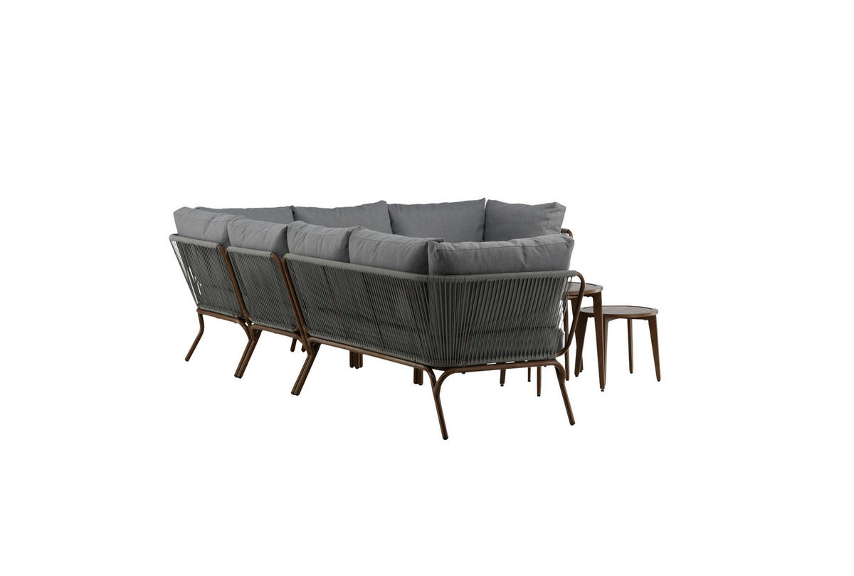 DINING-LOUNGESET  - Braun/Grau, KONVENTIONELL, Textil/Metall - Gardenson