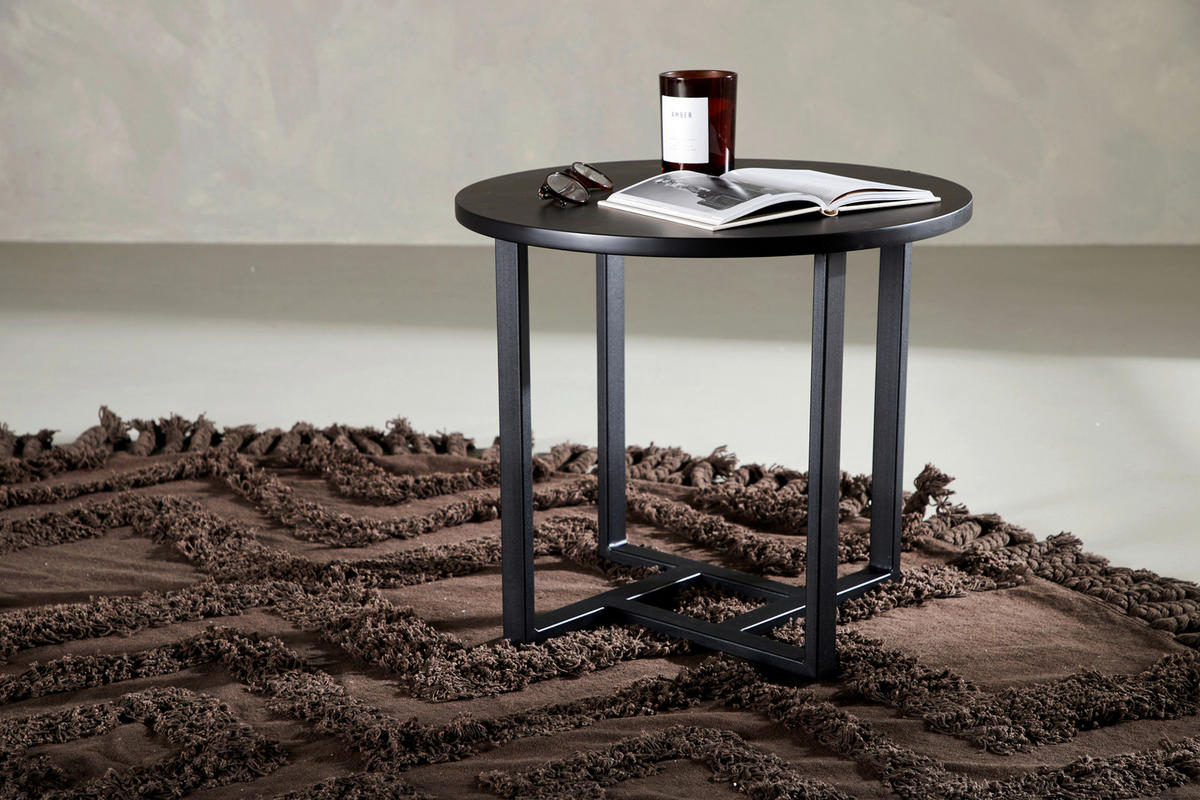 COUCHTISCH in Holz, Metall 50/50/45 cm  - Schwarz, Design, Holz/Metall (50/50/45cm) - Livetastic