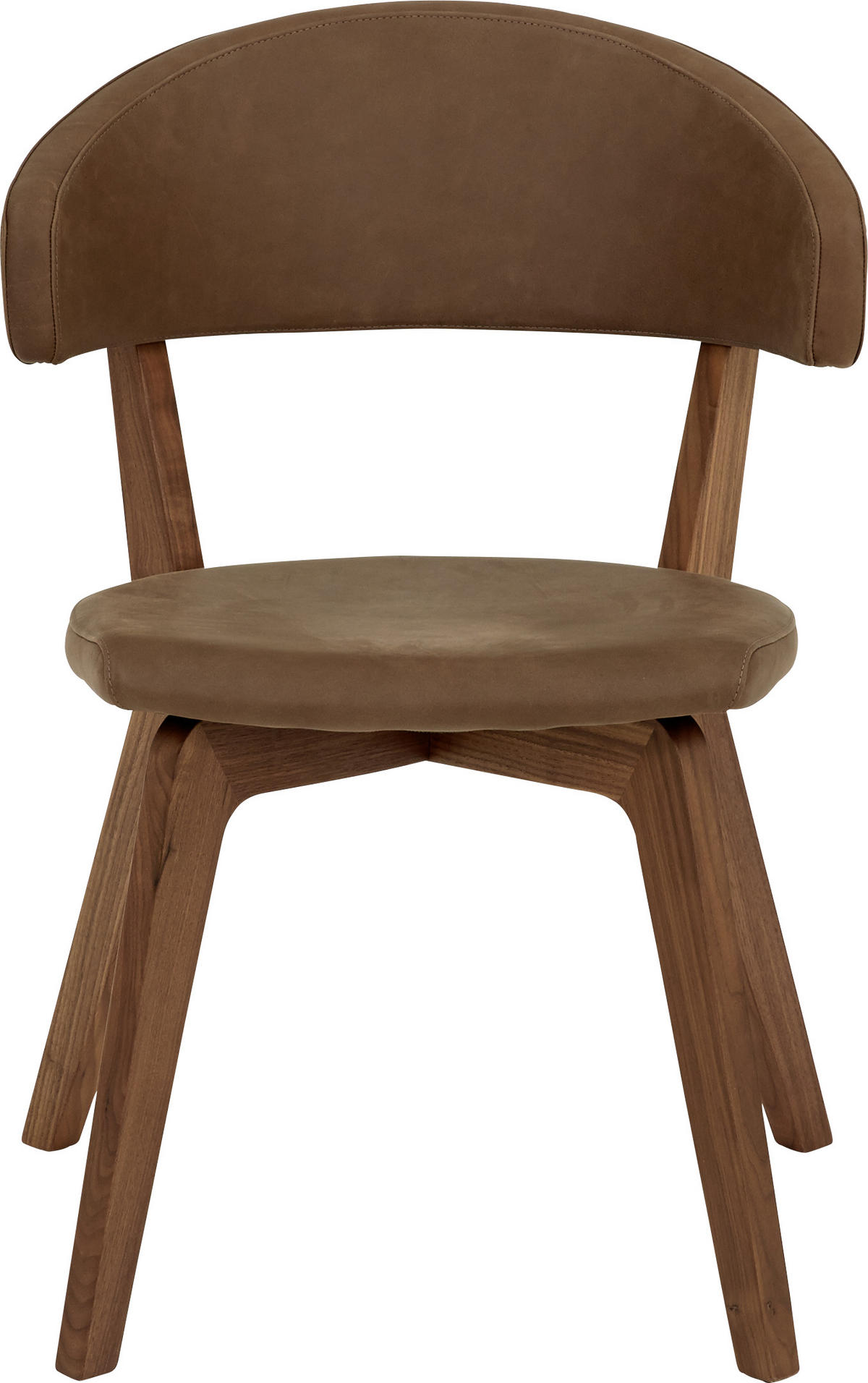 STUHL  in Echtleder Holz, Leder  - Schlammfarben/Nussbaumfarben, Design, Leder/Holz (52/85/57cm) - Anrei