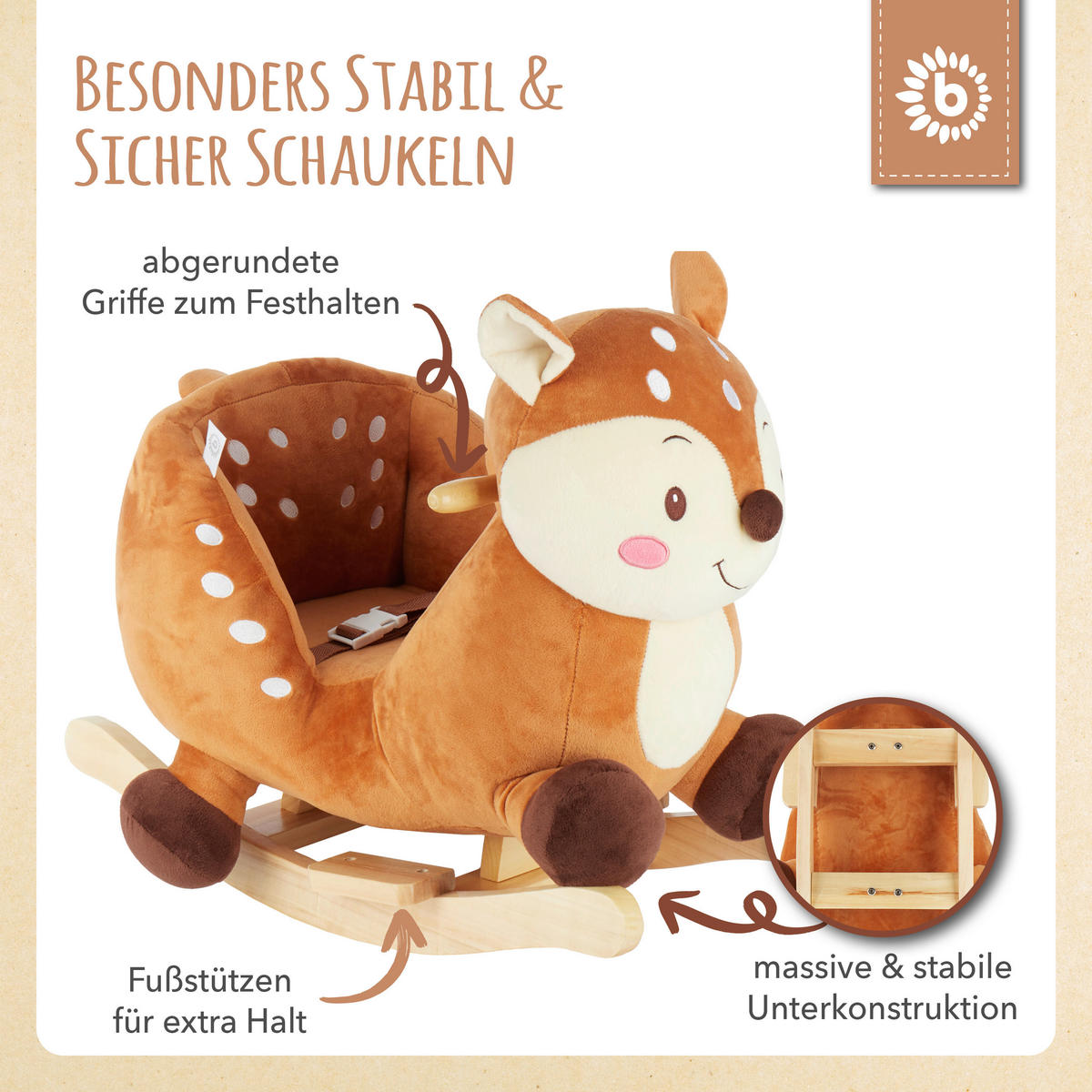 SCHAUKELTIER - Braun/Naturfarben, KONVENTIONELL, Holz/Textil (60/58/33cm)
