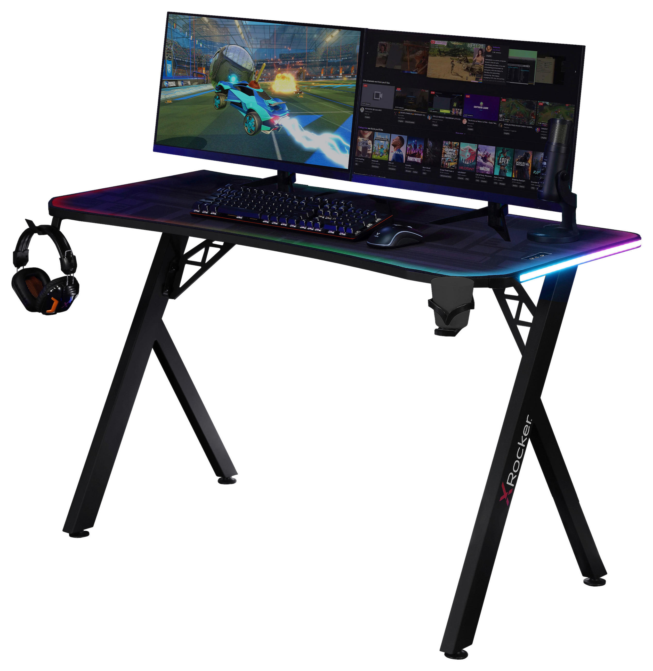 GAMINGTISCH Schwarz  - Schwarz, MODERN, Holzwerkstoff/Metall (140/60/75cm) - X Rocker