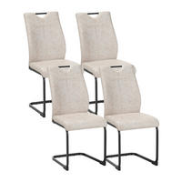 STUHL-SET 4 Stück  in Mikrofaser  - Beige/Schwarz, Design, Textil/Metall (43/97/57cm) - Xora