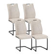 STUHL-SET 4 Stück  in Mikrofaser  - Beige/Schwarz, Design, Textil/Metall (43/97/57cm) - Xora