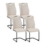 STUHL-SET 4 Stück  in Mikrofaser  - Beige/Schwarz, Design, Textil/Metall (43/97/57cm) - Xora