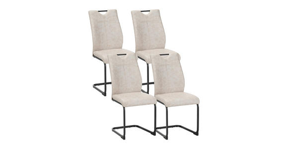 STUHL-SET 4 Stück  in Mikrofaser  - Beige/Schwarz, Design, Textil/Metall (43/97/57cm) - Xora