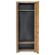 GARDEROBENSCHRANK  in 70/196/40 cm  - Eichefarben/Schwarz, KONVENTIONELL, Glas/Holz (70/196/40cm) - Linea Natura