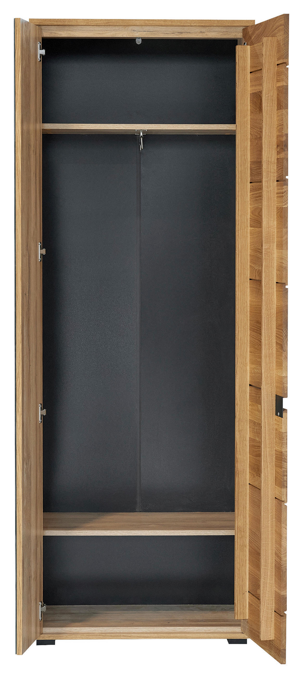 GARDEROBENSCHRANK  in 70/196/40 cm  - Eichefarben/Schwarz, KONVENTIONELL, Glas/Holz (70/196/40cm) - Linea Natura