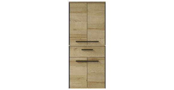 UNTERSCHRANK 60/72/33 cm  - Eichefarben/Schwarz, Natur, Glas/Holzwerkstoff (60/72/33cm) - Xora