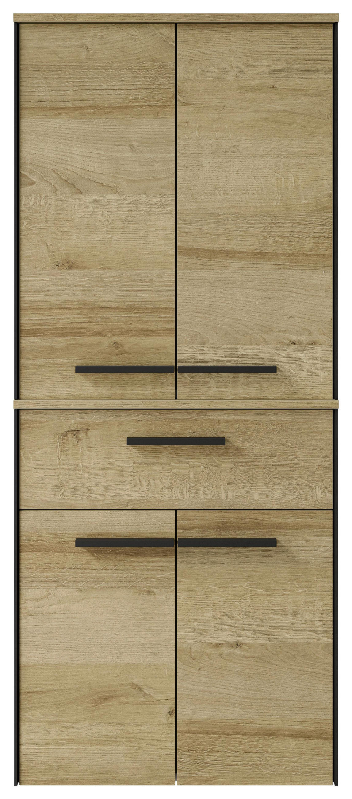 UNTERSCHRANK 60/72/33 cm   - Eichefarben/Schwarz, Natur, Glas/Holzwerkstoff (60/72/33cm) - Xora