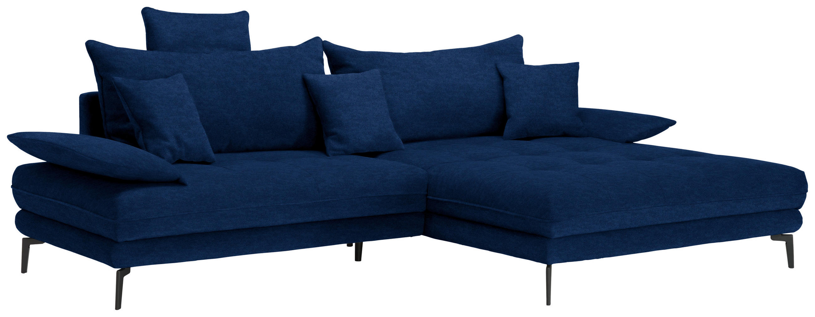 ECKSOFA PRATO Dunkelblau Mikrofaser  - Schwarz/Dunkelblau, MODERN, Textil/Metall (292/176cm) - MID.YOU