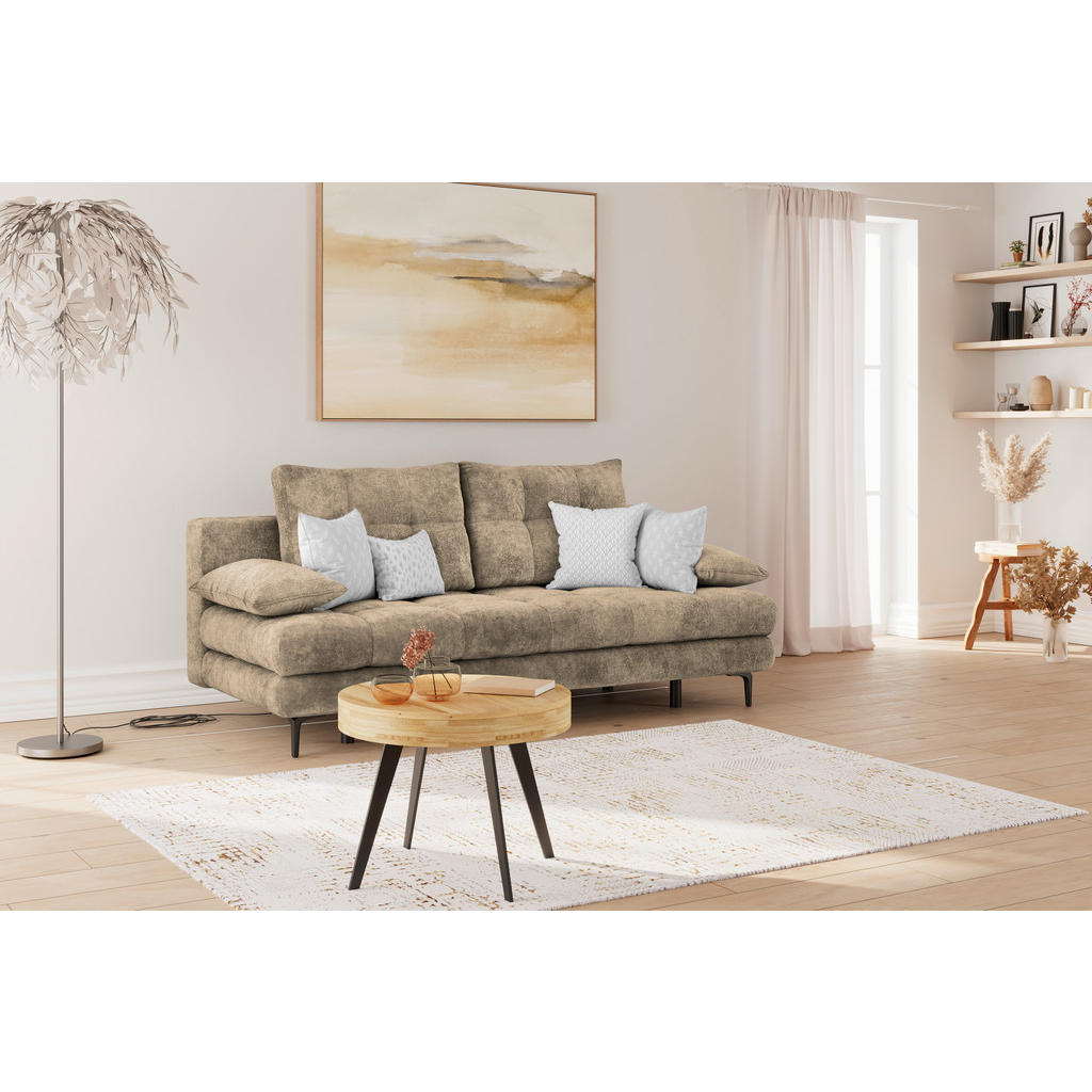 Thumbnail - Carryhome Schlafsofa, Hellbraun, Textil, 2-Sitzer, Füllung: Schaumstoffflocken,Schaumstoffflocken, 203x94x96 cm, Liegefu...