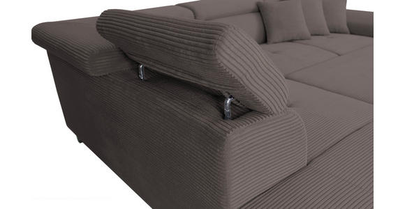 ECKSOFA in Cord Anthrazit  - Anthrazit/Silberfarben, Design, Textil/Metall (226/257cm) - Xora