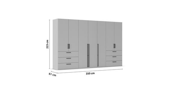 DREHTÜRENSCHRANK 350/223/61 cm,  in Graphitfarben, 7-türig  - Schwarz/Graphitfarben, Basics, Holzwerkstoff/Metall (350/223/61cm) - Novel