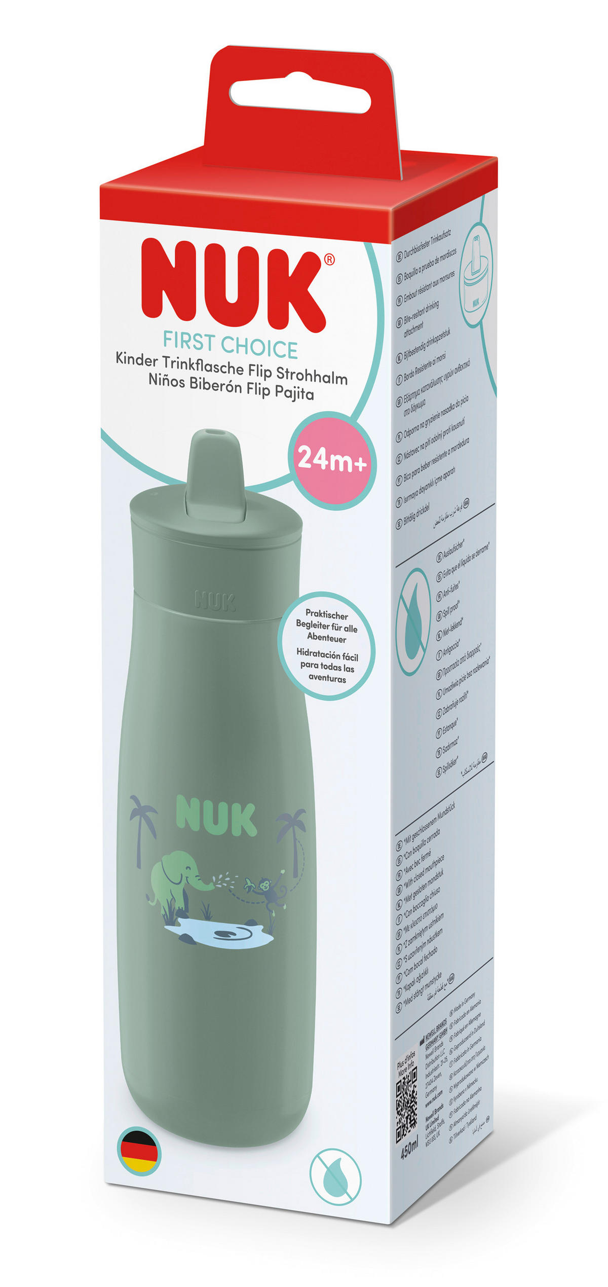KINDERTRINKFLASCHE NUK FC Trinkflasche Flip-Strohhalm 450ml  - Mintgrün, Basics, Kunststoff (450ml) - NUK