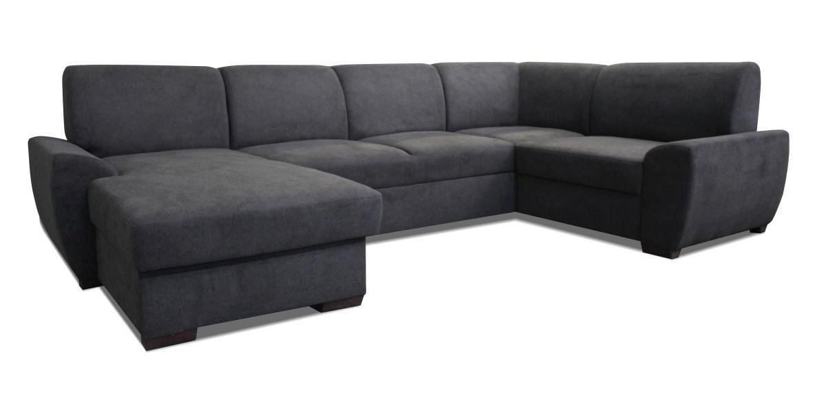 WOHNLANDSCHAFT Dunkelgrau Struktur  - Dunkelgrau/Dunkelbraun, Design, Kunststoff/Textil (160/310/190cm) - Livetastic