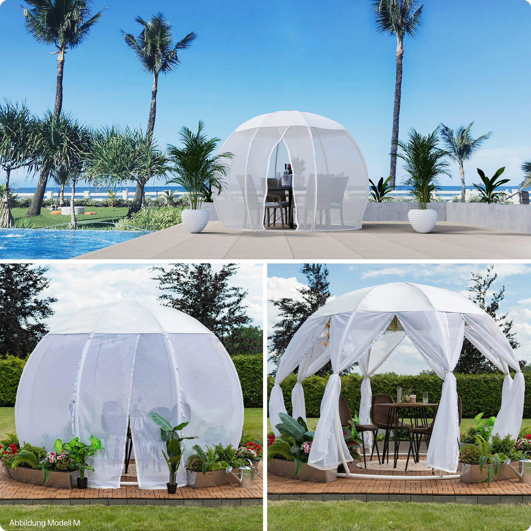 PAVILLON 303/230/303 cm Aluminium  - Silberfarben/Weiß, Basics, Textil/Metall (303/230/303cm)