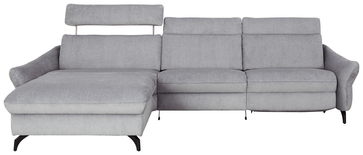 ECKSOFA in Chenille, Flachgewebe Hellgrau  - Anthrazit/Hellgrau, Design, Textil/Metall (179/306cm) - Himolla Komfortklass