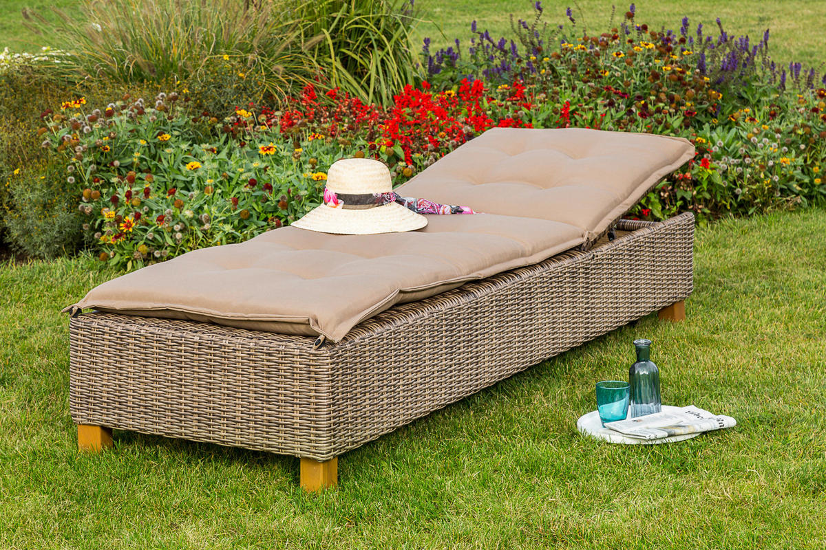 GARTENLIEGE 80/34/86/200 cm  - Akaziefarben/Cappuccino, KONVENTIONELL, Holz/Kunststoff (80/34/86/200cm) - Gardenson