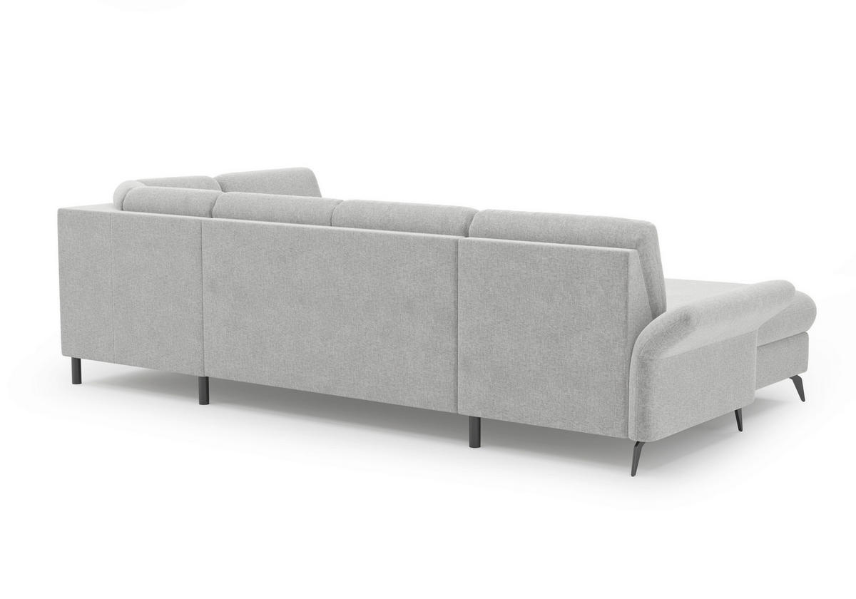WOHNLANDSCHAFT Hellgrau Flachgewebe  - Hellgrau/Schwarz, KONVENTIONELL, Textil/Metall (164/314/195cm) - Sit & More