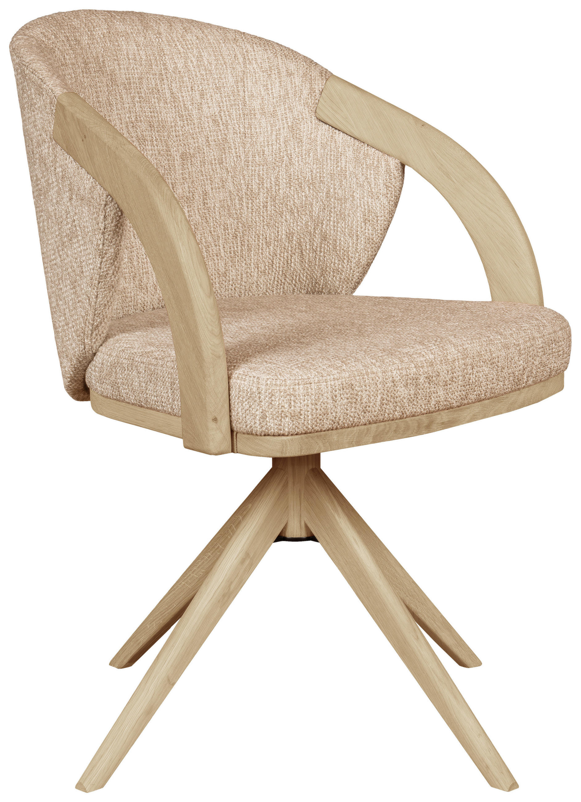 ARMLEHNSTUHL  Sitzfläche 360° drehbar   Taupe, Eichefarben  - Taupe/Eichefarben, KONVENTIONELL, Holz/Textil (59/85/57cm) - Linea Natura