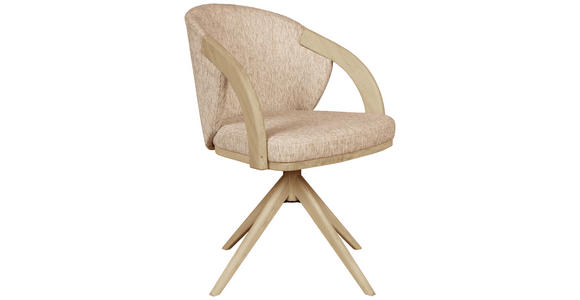 ARMLEHNSTUHL  Sitzfläche 360° drehbar   Taupe, Eichefarben  - Taupe/Eichefarben, KONVENTIONELL, Holz/Textil (59/85/57cm) - Linea Natura