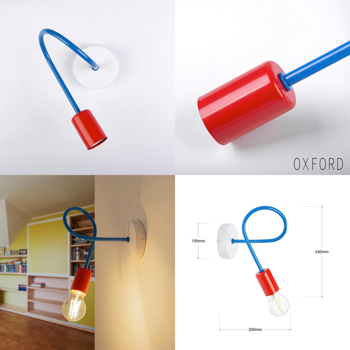 KINDERWANDLEUCHTE  - Weiß Hochglanz/Rot, KONVENTIONELL, Metall (200/200/240cm)