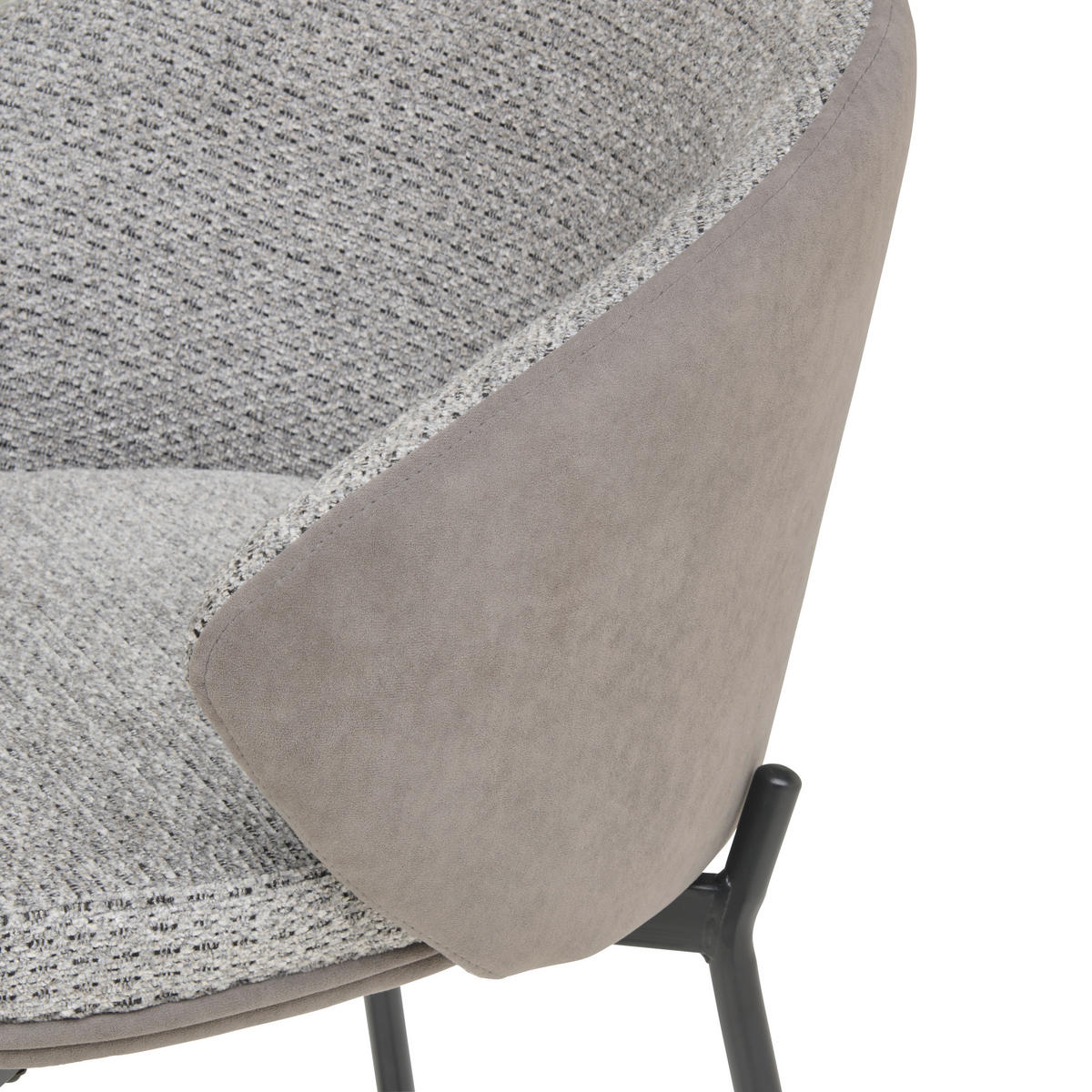 BARHOCKER Samt Grau Eisen  - Schwarz/Grau, MODERN, Textil/Metall (53,5/101/54cm) - MID.YOU