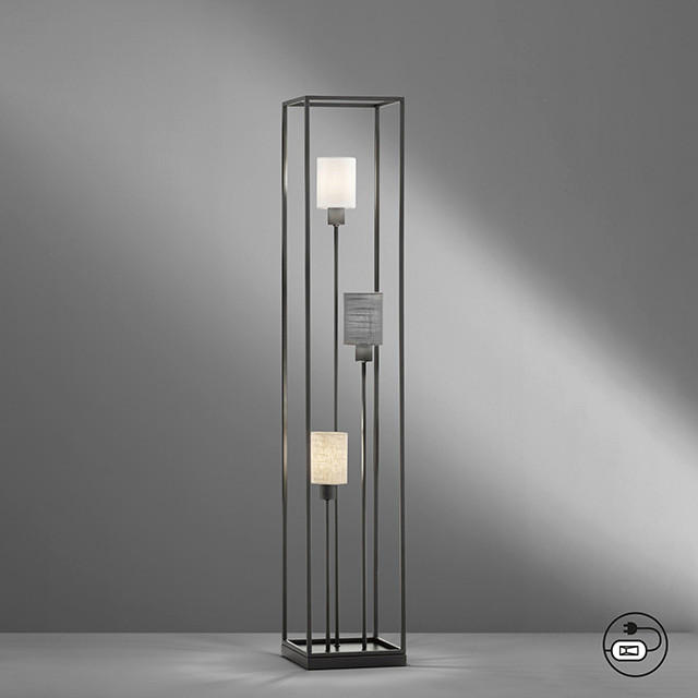 GOLVLAMPA 22/22/122,5 cm    - vit/sandfärgad, Design, metall/textil (22/22/122,5cm) - Fischer & Honsel
