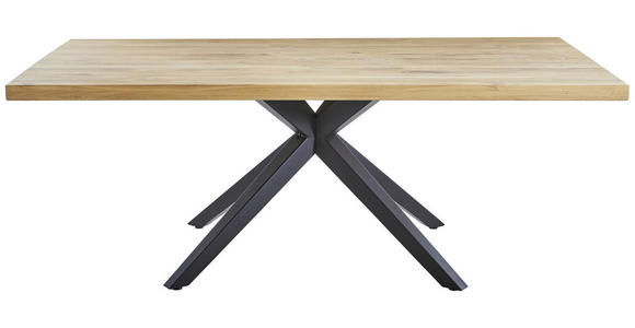 ESSTISCH in Holz 180/90/75 cm  - Eichefarben/Schwarz, Design, Holz/Metall (180/90/75cm) - Linea Natura