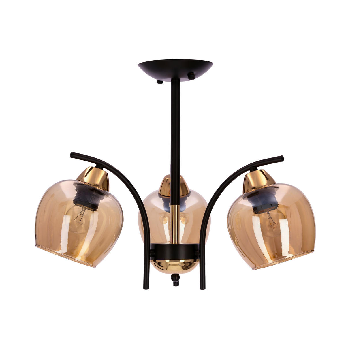 PENDELLEUCHTE 48/48/36 cm  - Bernsteinfarben/Schwarz, KONVENTIONELL, Metall (48/48/36cm)
