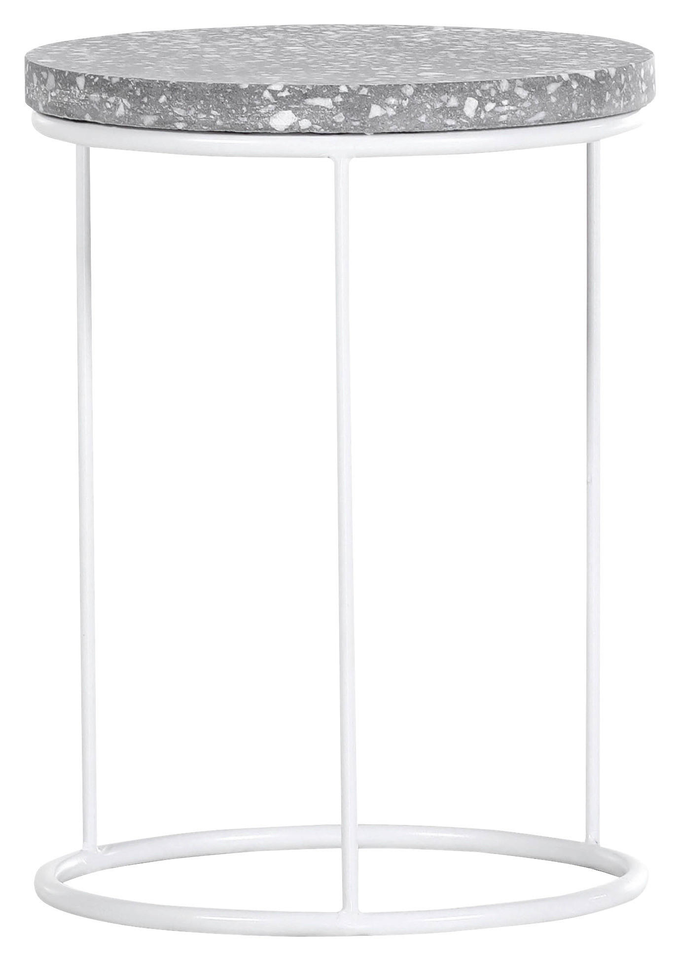 BEISTELLTISCH 30/30/40 cm Weiß rund  - Weiß, MODERN, Stein/Metall (30/30/40cm) - Boxxx