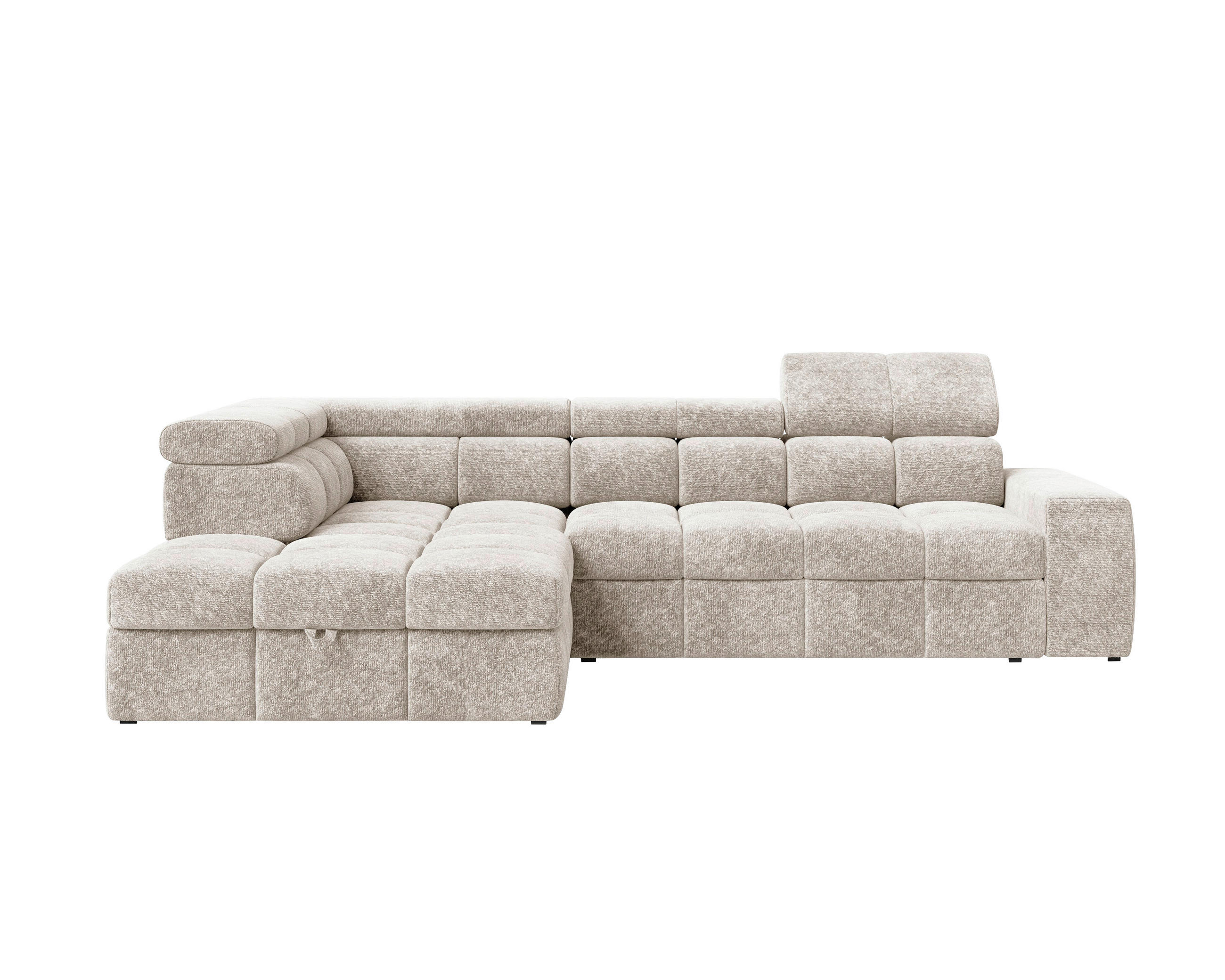 ECKSOFA  in Chenille Creme  - Creme/Schwarz, MODERN, Kunststoff/Textil (204/292cm) - Milino