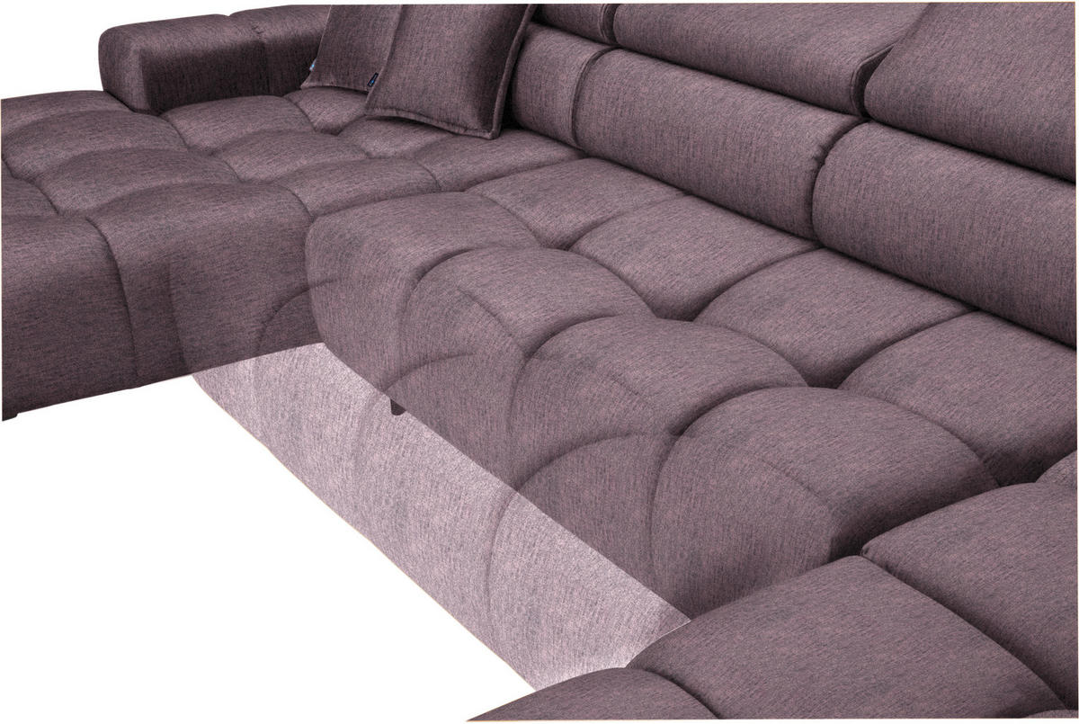 WOHNLANDSCHAFT in Samt, Webstoff Flieder  - Flieder/Schwarz, Design, Textil/Metall (177/385/216cm) - Welnova